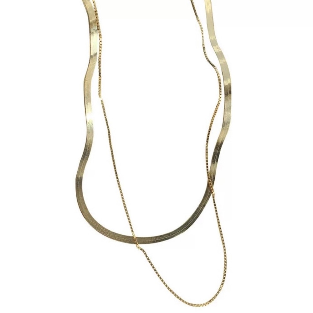 NEW GOLD DOUBLE LAYER 925 STERLING SILVER NECKLACE, NICE NECKLACE, CUTE NECKLACE - Picture 4 of 4